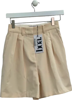 BOA Cream Pleated High Waist Shorts UK XS