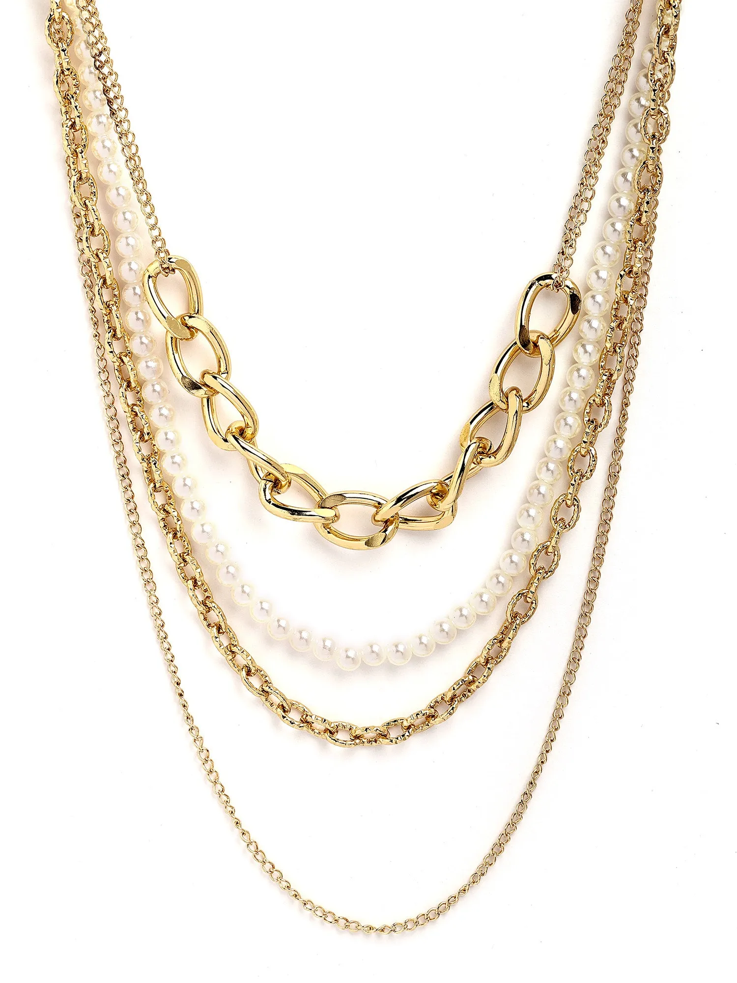 Bohey by KARATCART Gold-Plated Multilayer Chain Necklace for Women Necklace for Women