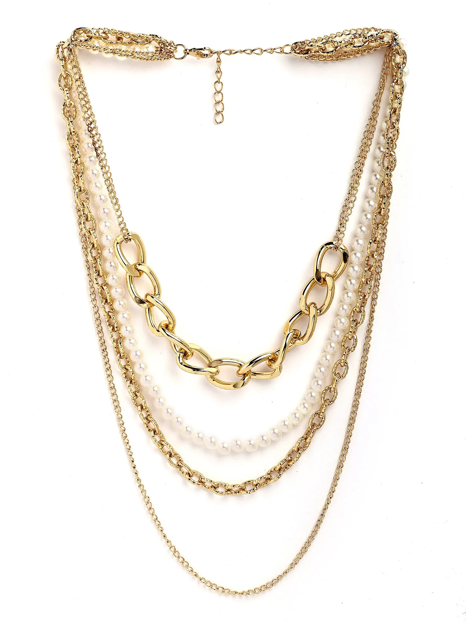 Bohey by KARATCART Gold-Plated Multilayer Chain Necklace for Women Necklace for Women