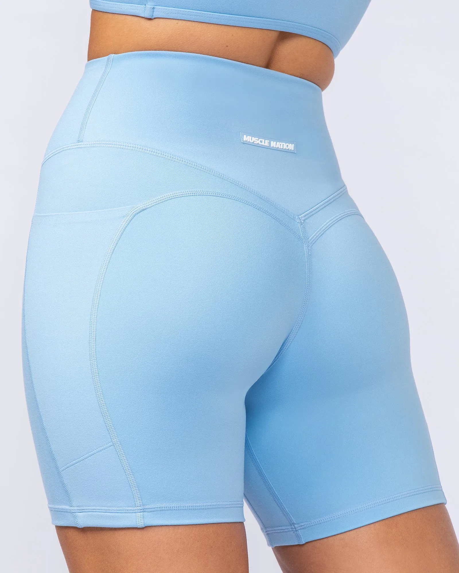 Booty Shaper Pocket Bike Shorts - Pacific Blue