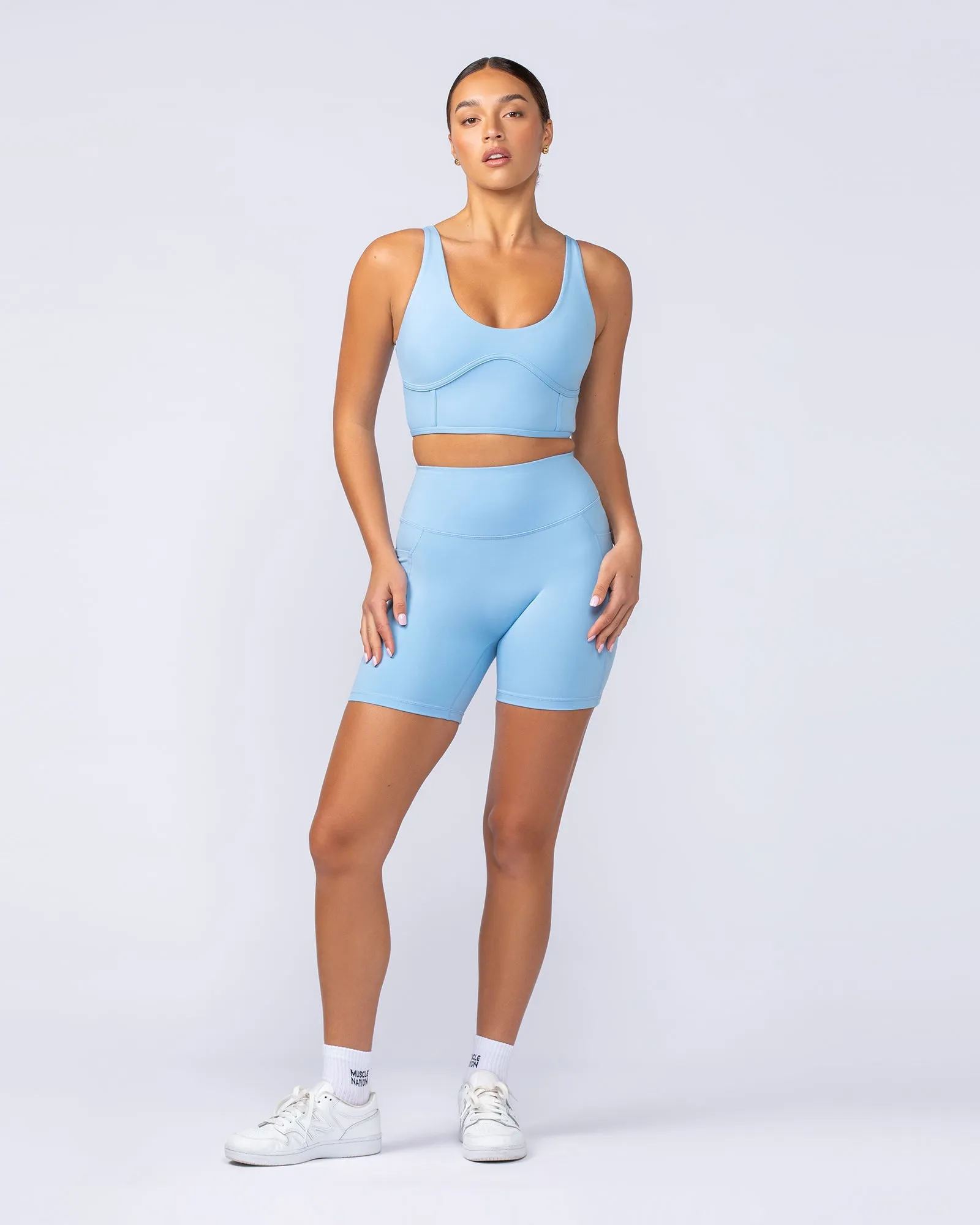 Booty Shaper Pocket Bike Shorts - Pacific Blue