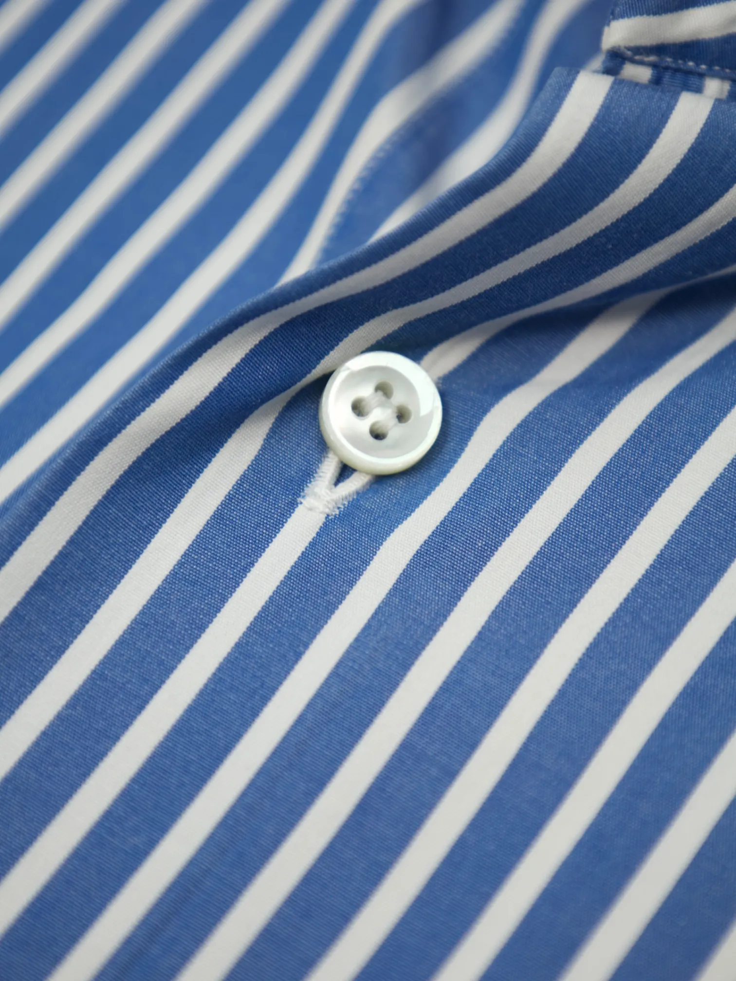Brioni White & Turquoise Cotton Bengal Stripe Shirt