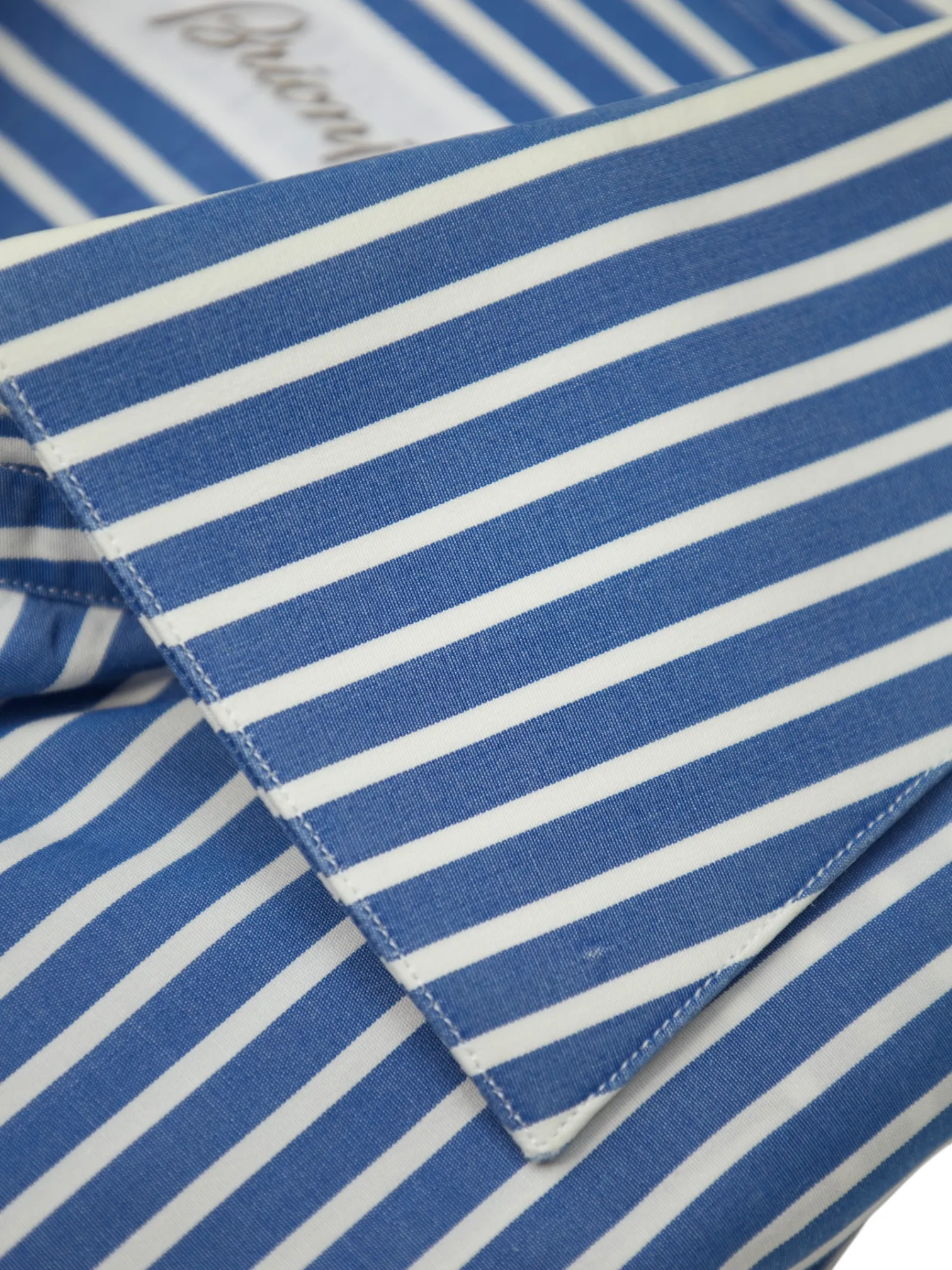 Brioni White & Turquoise Cotton Bengal Stripe Shirt