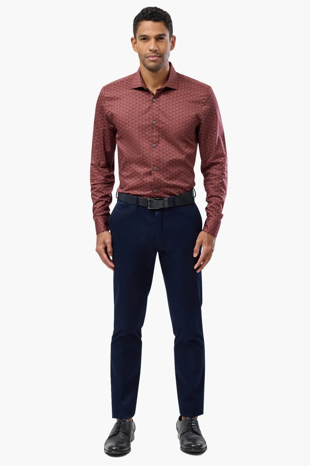 Brooksfield | Triangle Print Slim Fit Dress Shirt