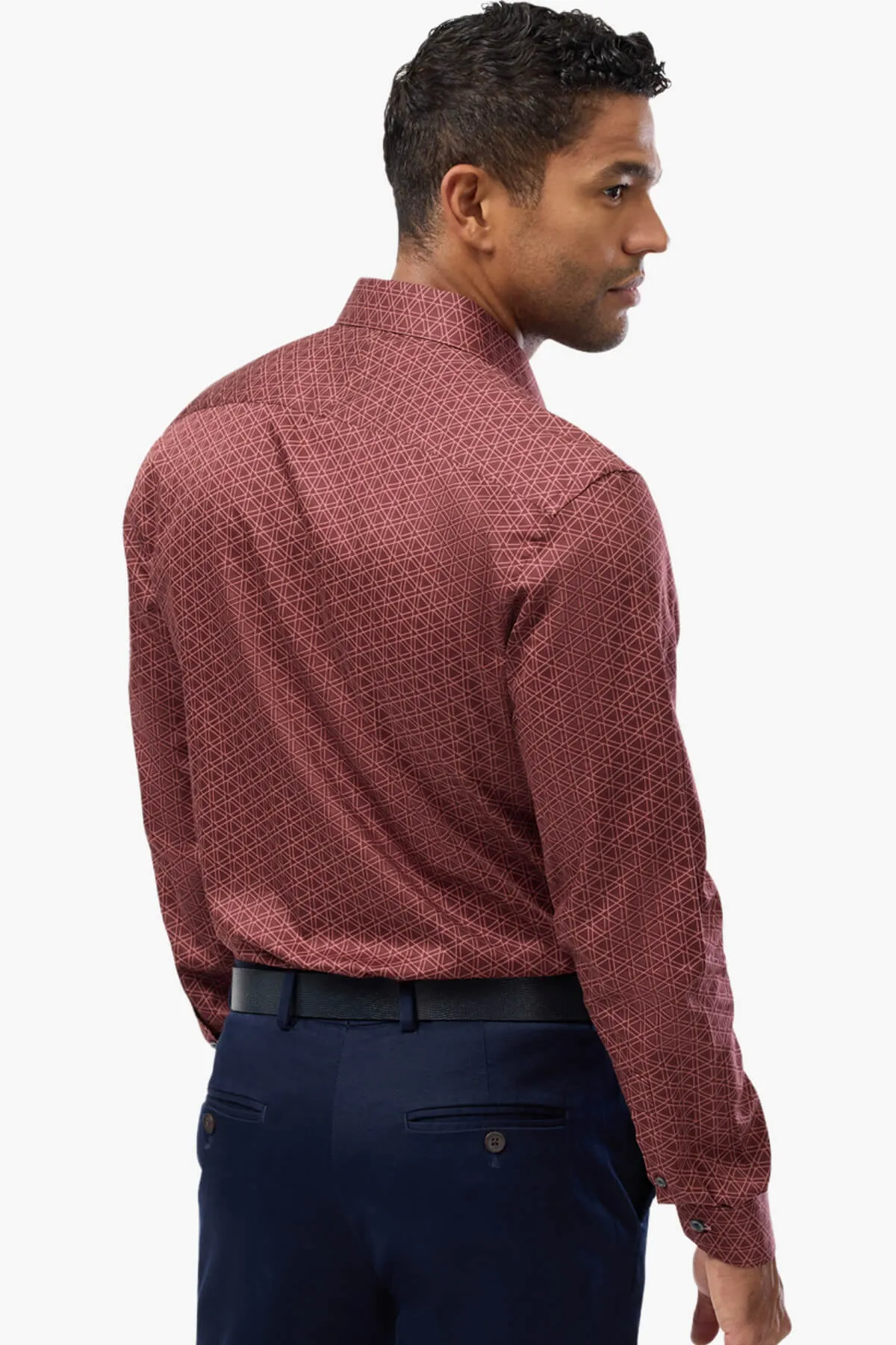 Brooksfield | Triangle Print Slim Fit Dress Shirt