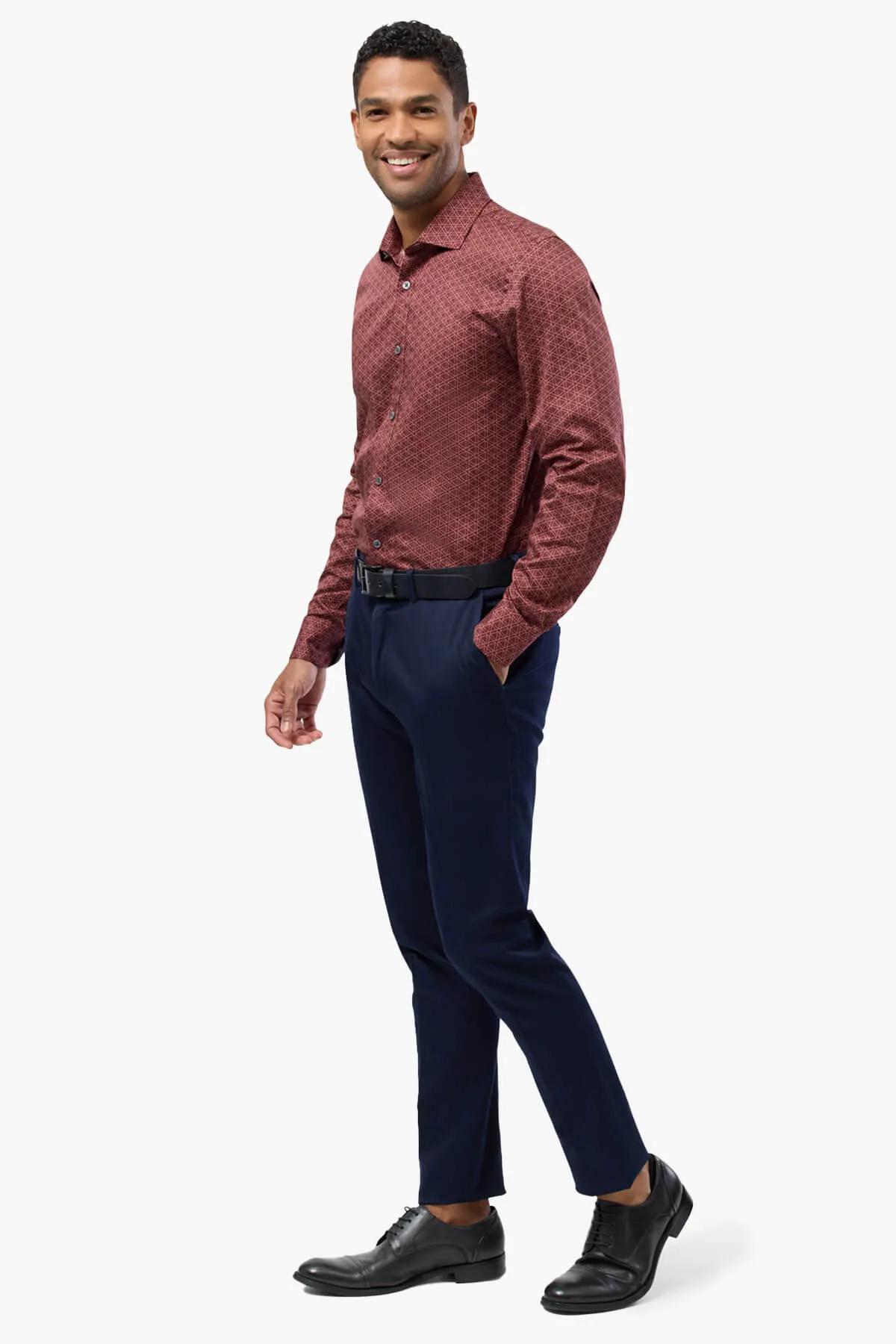 Brooksfield | Triangle Print Slim Fit Dress Shirt