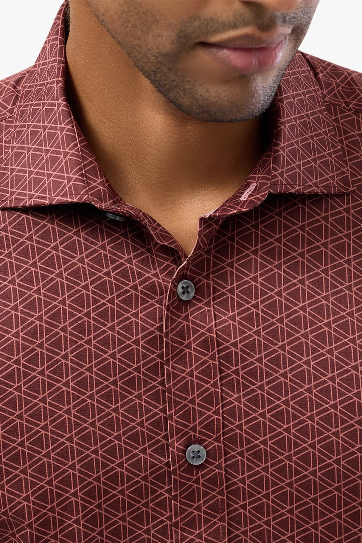 Brooksfield | Triangle Print Slim Fit Dress Shirt