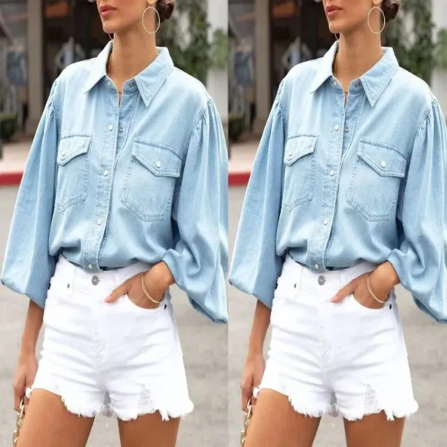 Browse® | Denim Blouse With A Relaxed Fit And Oversized Pockets