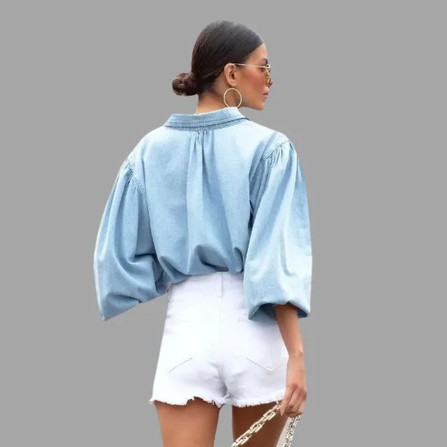 Browse® | Denim Blouse With A Relaxed Fit And Oversized Pockets