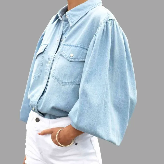 Browse® | Denim Blouse With A Relaxed Fit And Oversized Pockets