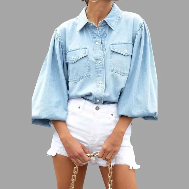 Browse® | Denim Blouse With A Relaxed Fit And Oversized Pockets