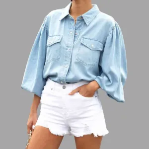 Browse® | Denim Blouse With A Relaxed Fit And Oversized Pockets