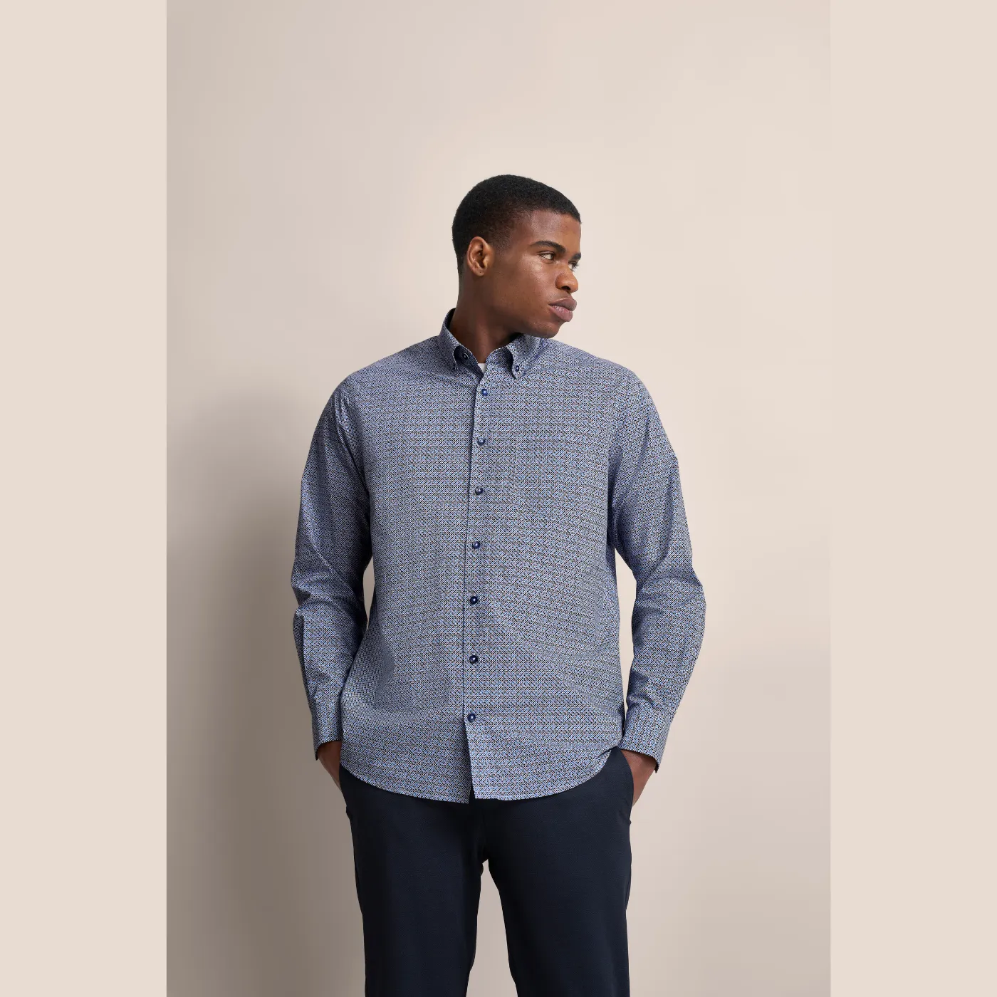 Bugatti Brown Print L/S Shirt