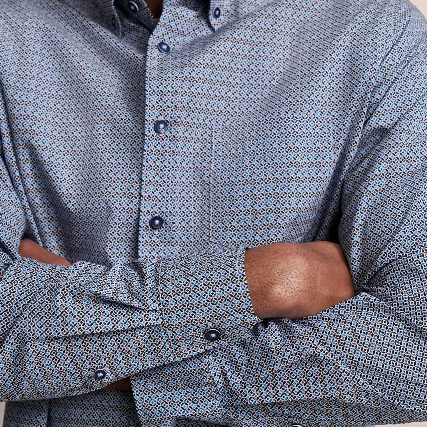Bugatti Brown Print L/S Shirt
