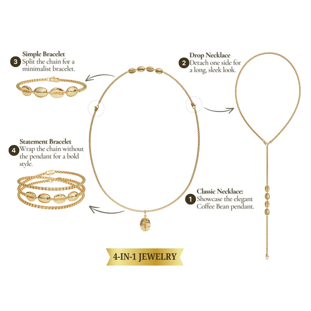 Buna Necklace - 14K Gold Plated | 4-IN-1 Jewelry