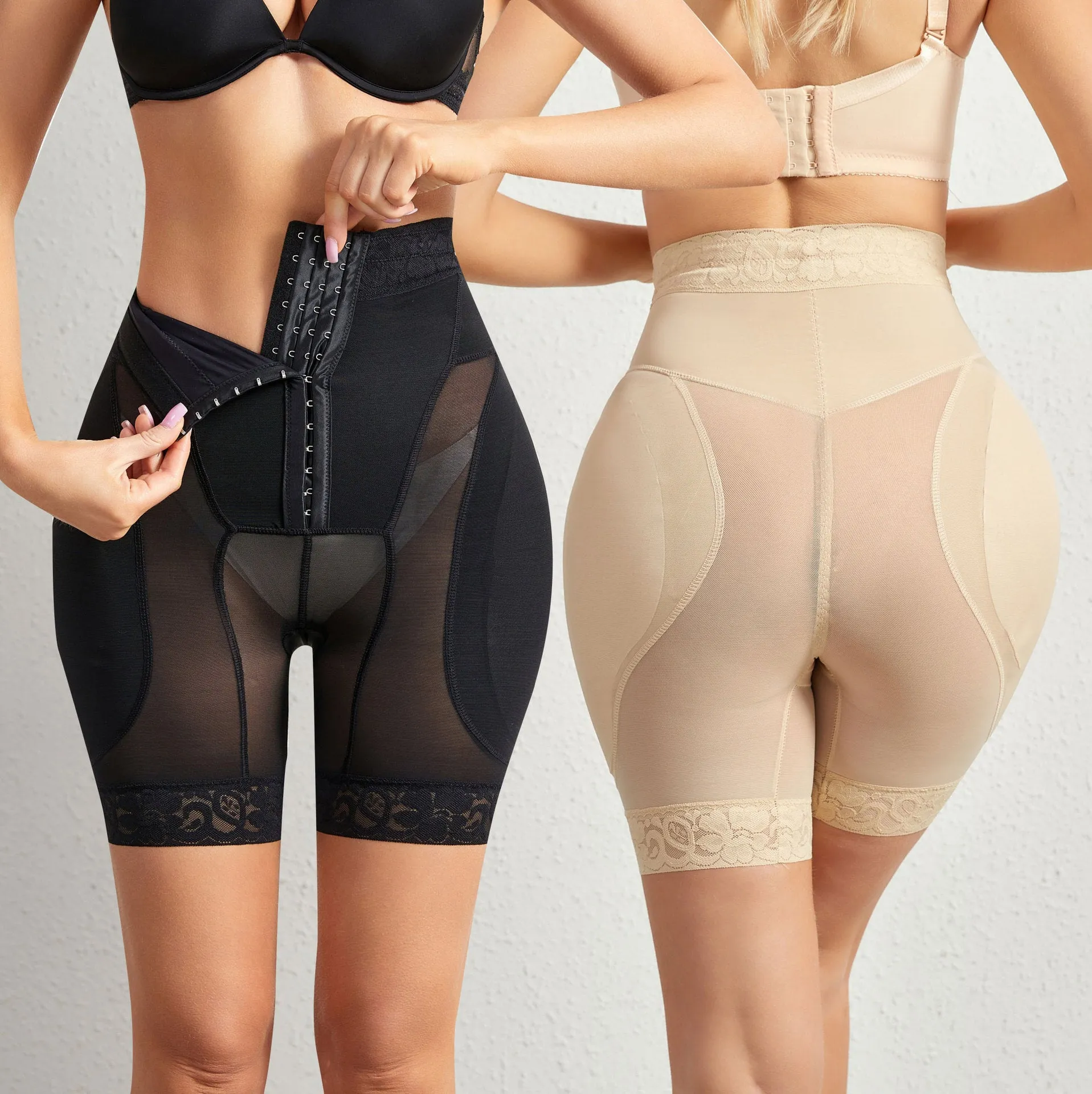 Buttoned Tummy Tucks Hip & Crotch Body Suit Shapewear