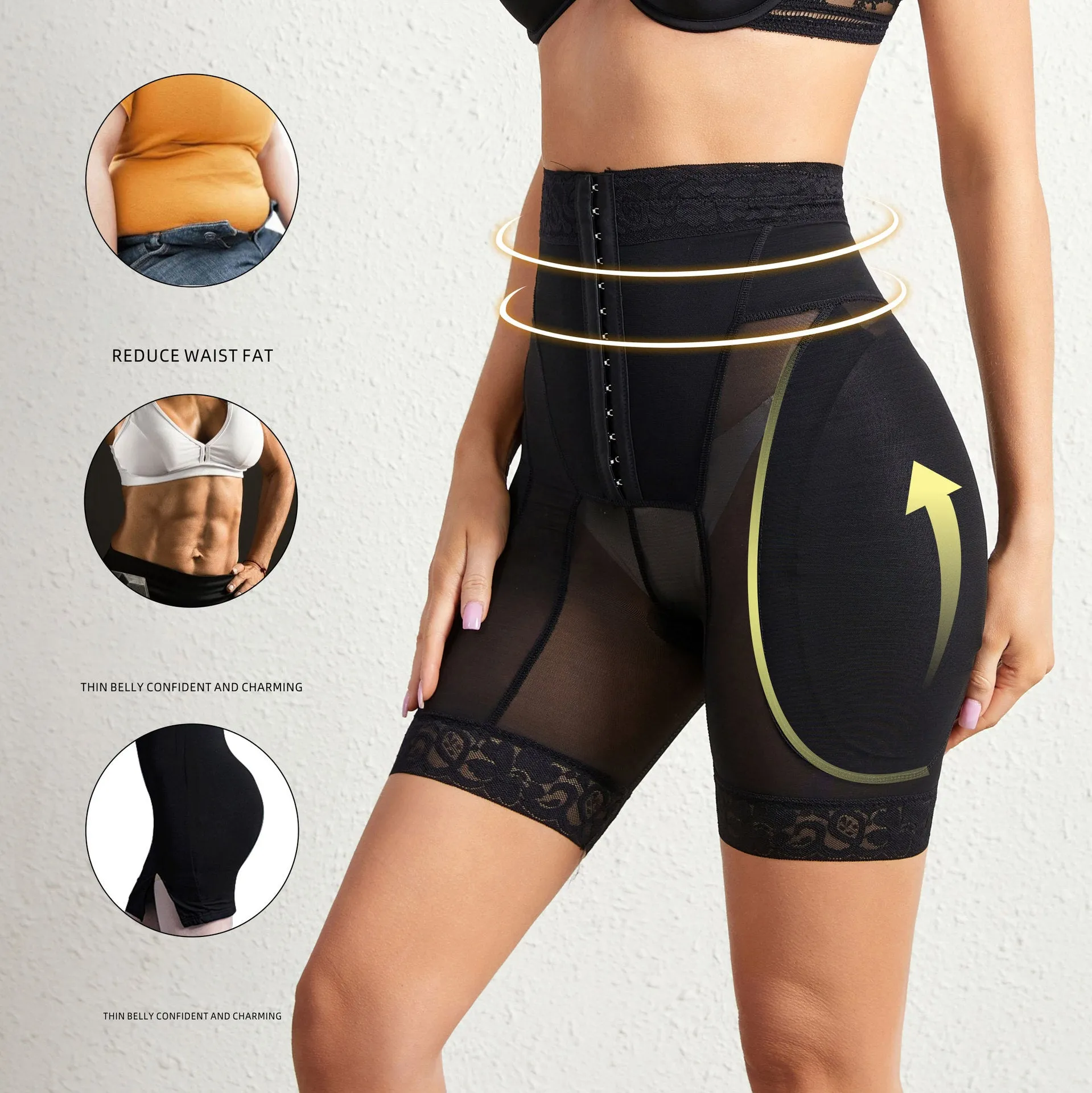 Buttoned Tummy Tucks Hip & Crotch Body Suit Shapewear