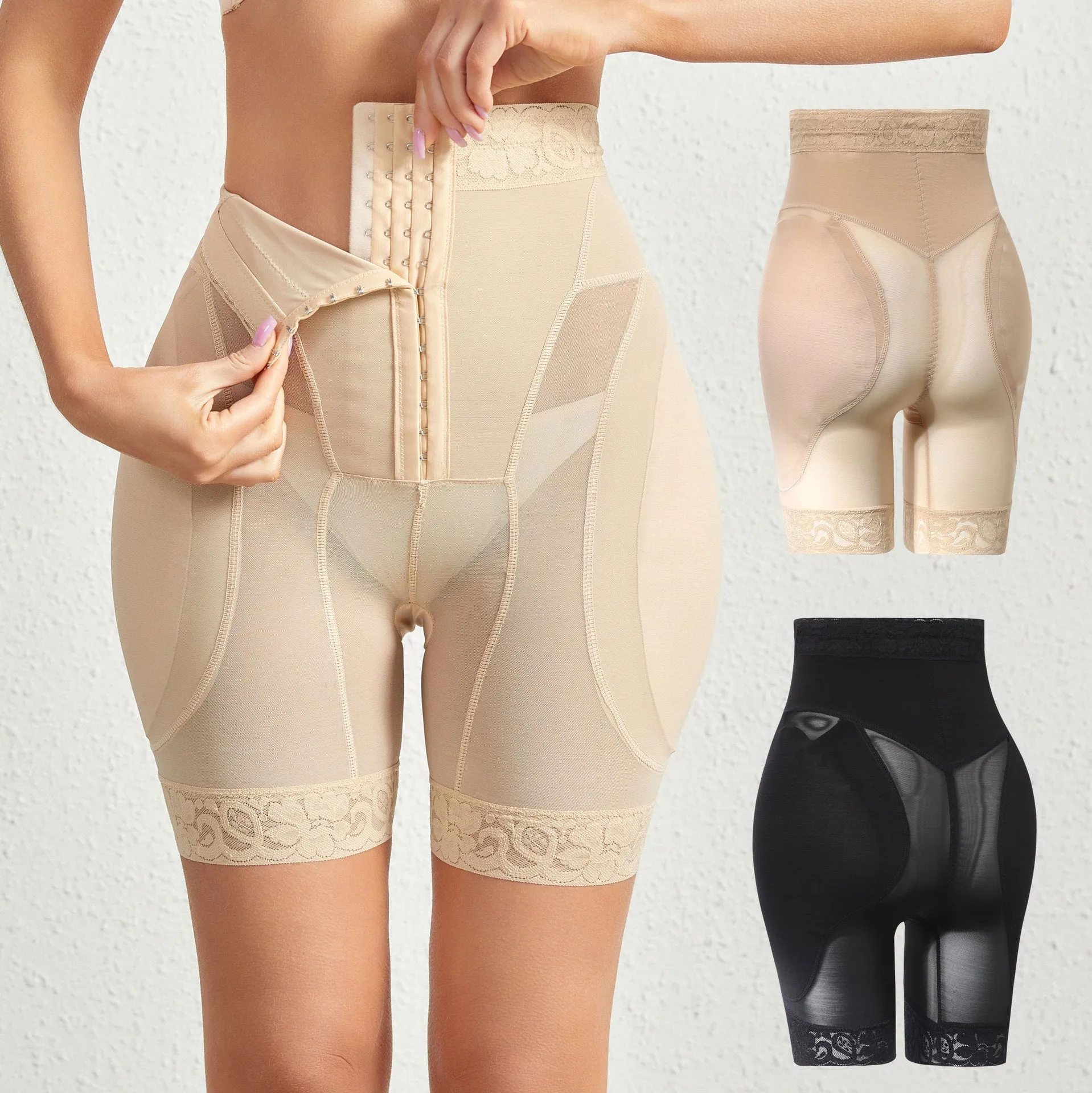 Buttoned Tummy Tucks Hip & Crotch Body Suit Shapewear