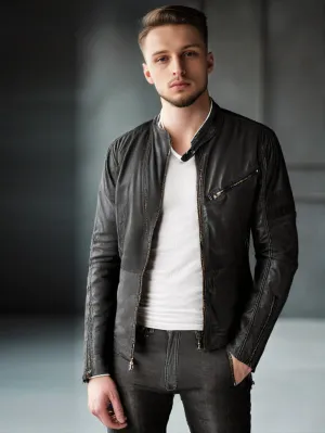 Cafe Racer Style Biker Genuine Leather Jacket for Men
