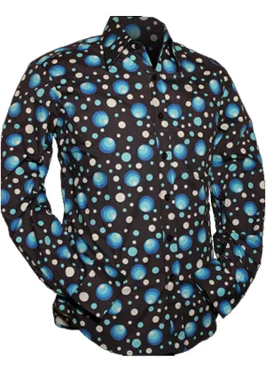 Chenaski Mens Dots & Spots 70's Shirt Navy