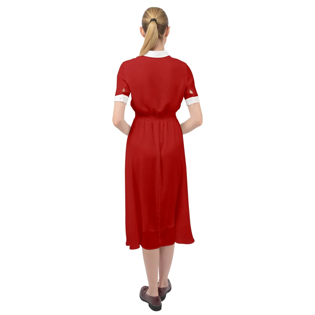 Cherry Syrup Keyhole Neckline Dress