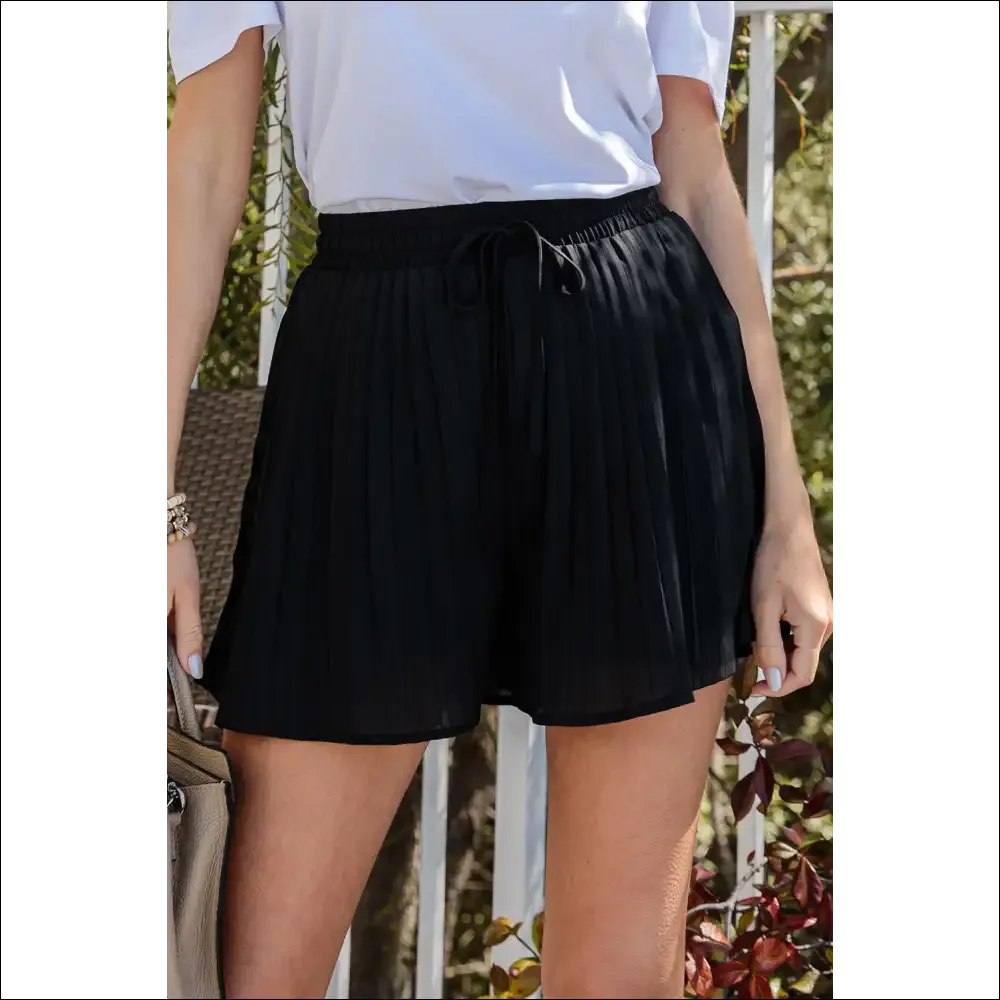 Chic Drawstring Waist Pleated Shorts