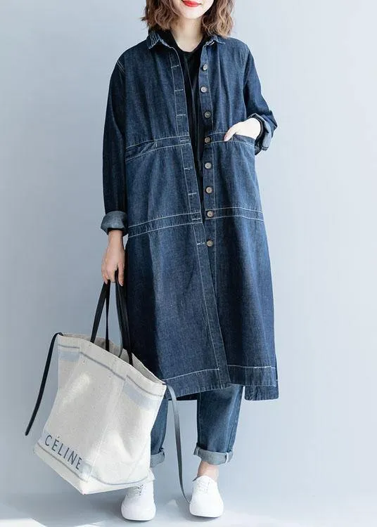 Chic Seite offen Fein Mäntel Frauen Denim blau lose Jacken fallen
