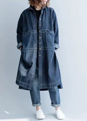 Chic Seite offen Fein Mäntel Frauen Denim blau lose Jacken fallen