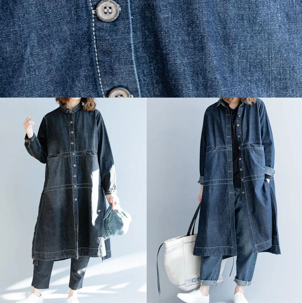 Chic Seite offen Fein Mäntel Frauen Denim blau lose Jacken fallen