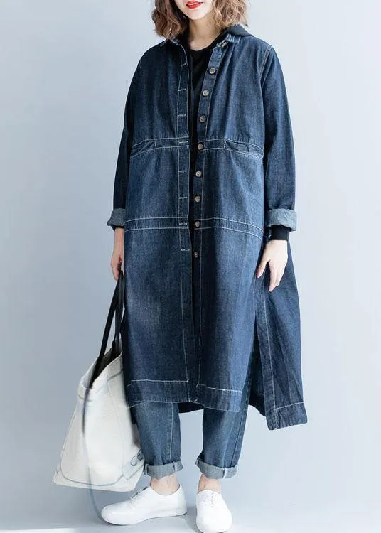 Chic Seite offen Fein Mäntel Frauen Denim blau lose Jacken fallen