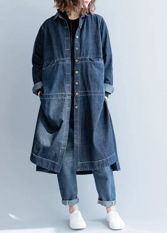 Chic Seite offen Fein Mäntel Frauen Denim blau lose Jacken fallen