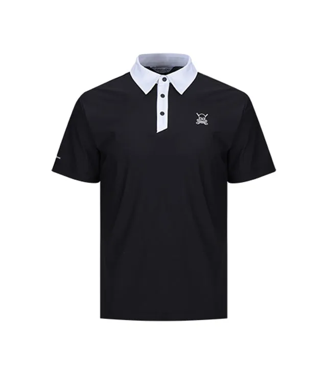 CHUCUCHU Men's Mesh Polo Top - Black