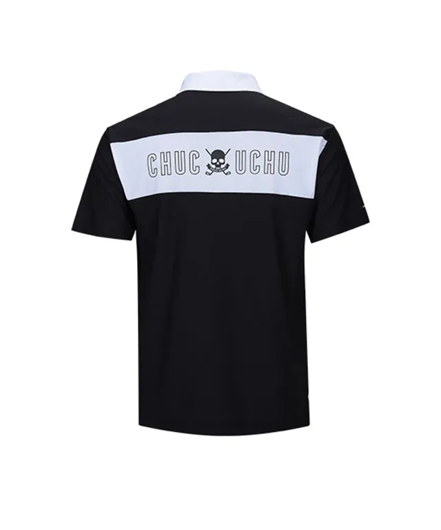 CHUCUCHU Men's Mesh Polo Top - Black