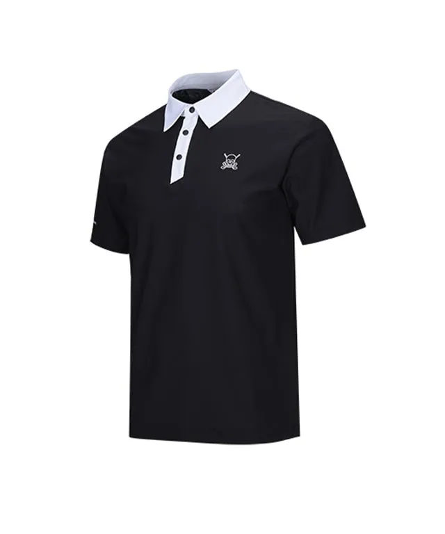 CHUCUCHU Men's Mesh Polo Top - Black