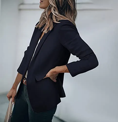 Cicy Bell Womens Casual Blazers Open Front Long Sleeve Work Office Jackets Blazer(Navy,Medium)