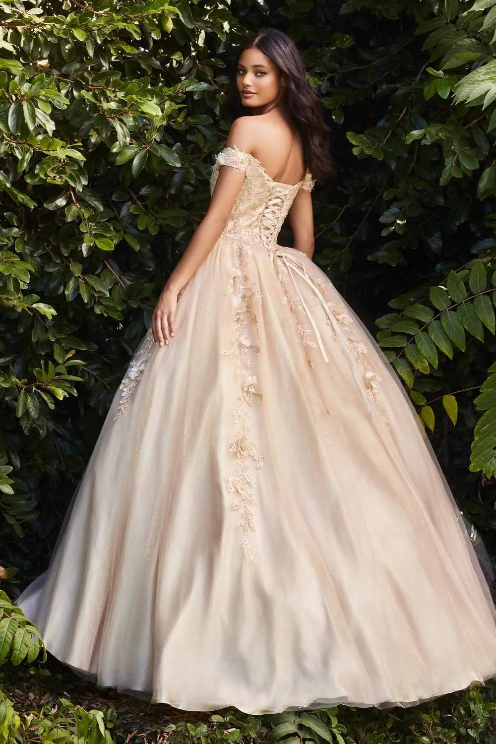 Cinderella Divine CD0185 Off The Shoulder Layered Tulle Ball Gown