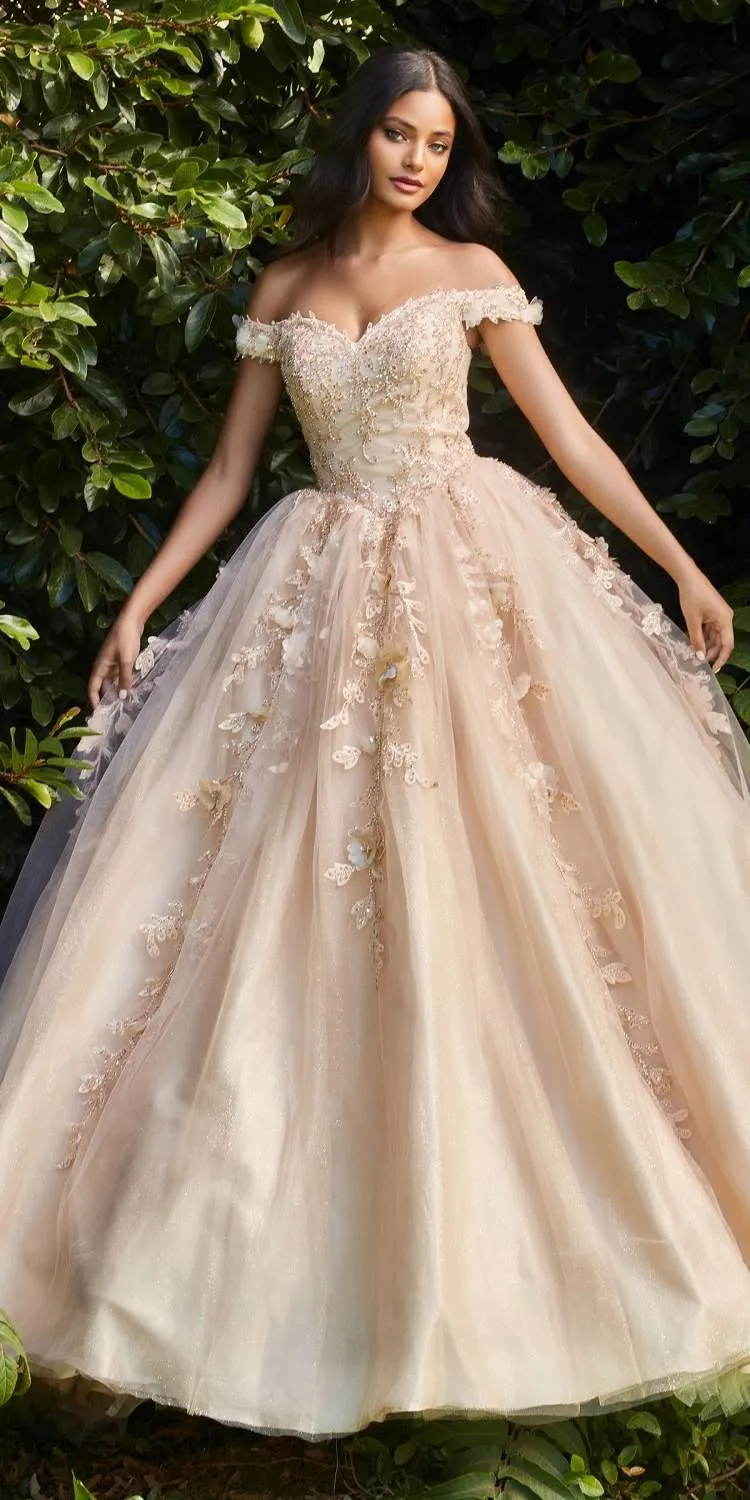 Cinderella Divine CD0185 Off The Shoulder Layered Tulle Ball Gown