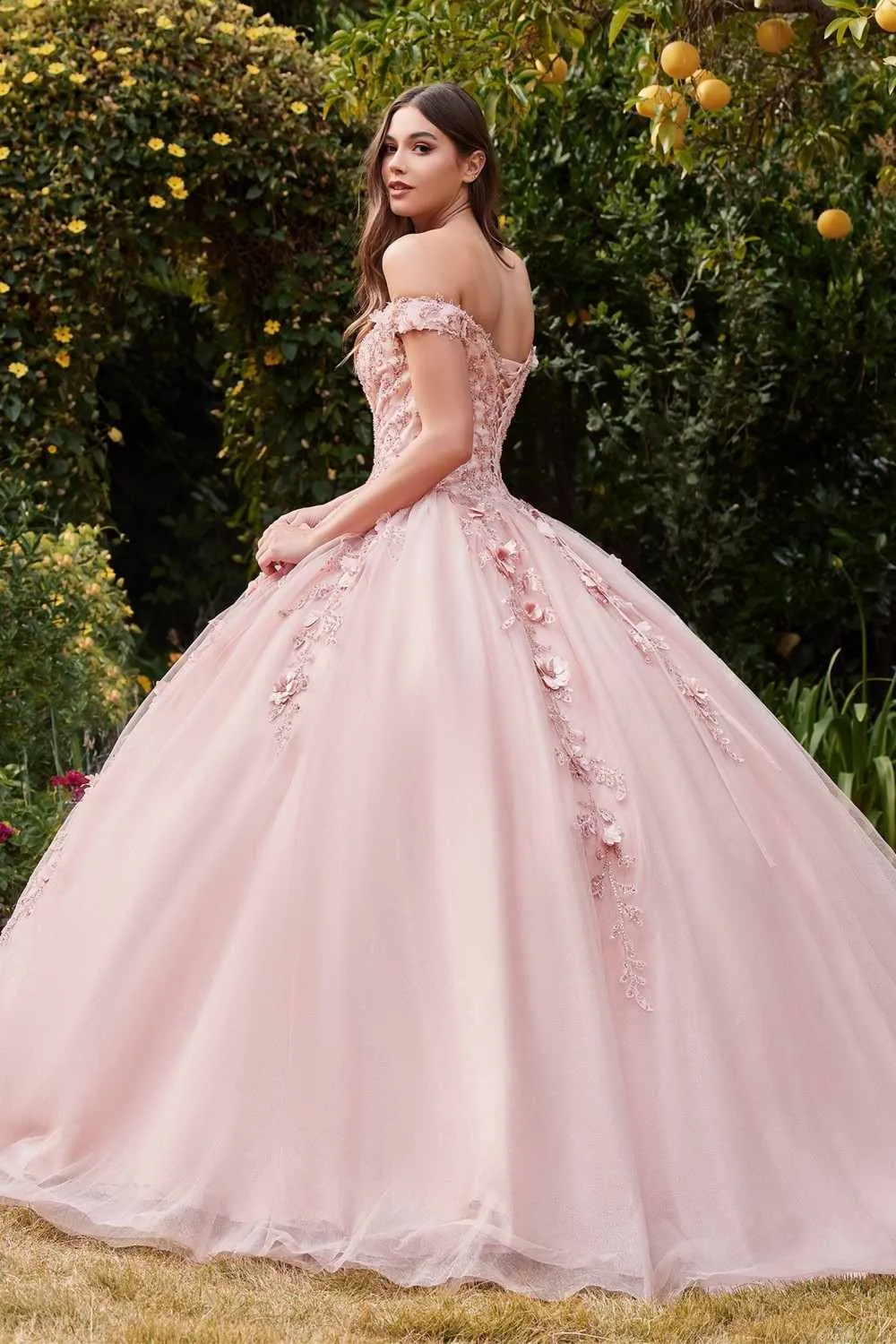 Cinderella Divine CD0185 Off The Shoulder Layered Tulle Ball Gown