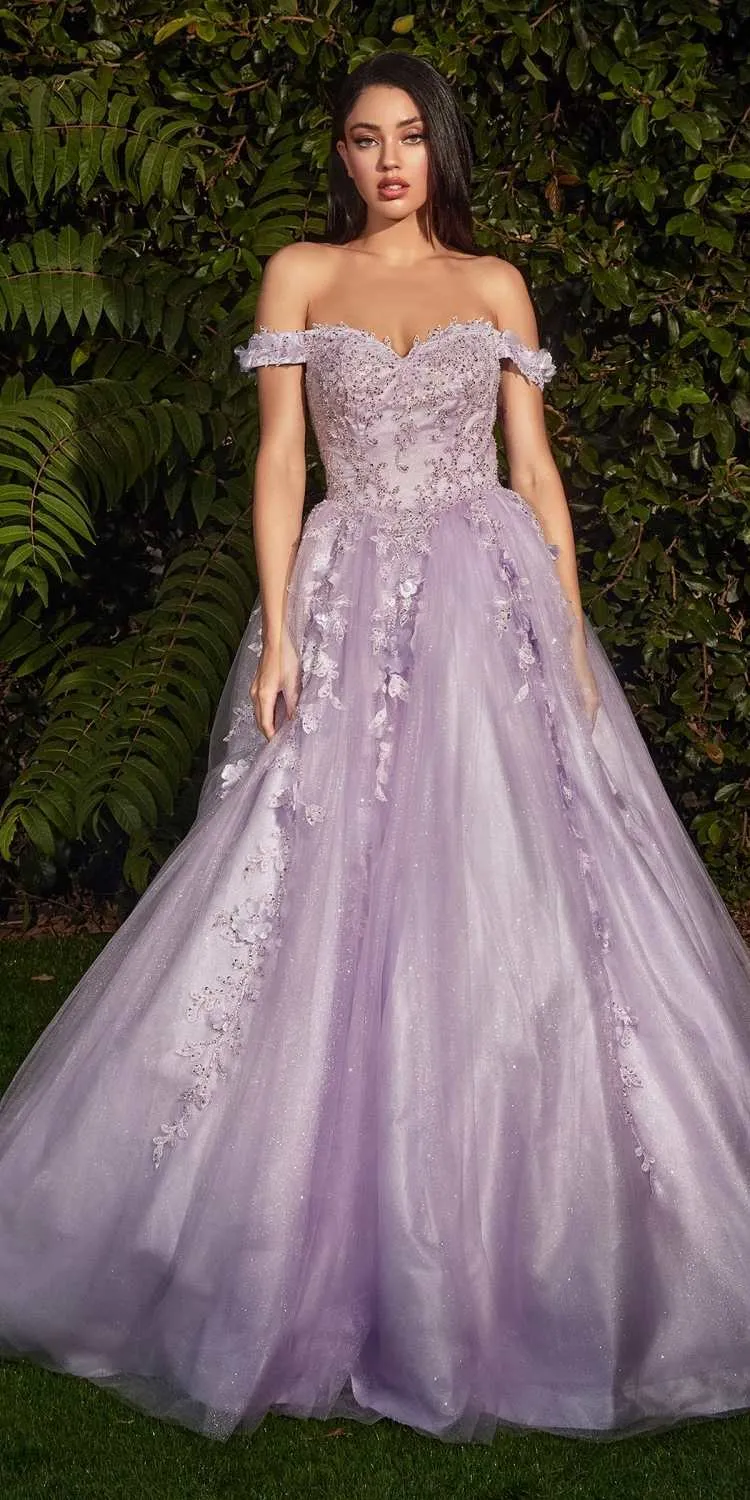 Cinderella Divine CD0185 Off The Shoulder Layered Tulle Ball Gown