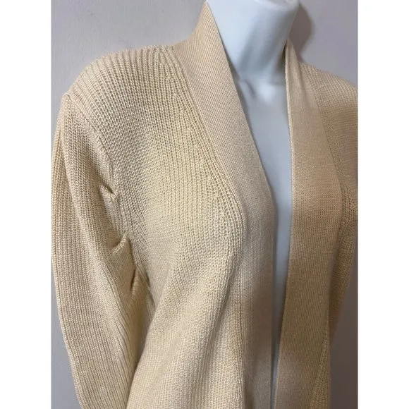 City Chic Cream Open Front Pocketed Long Cardigan Size Small