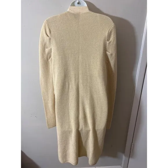 City Chic Cream Open Front Pocketed Long Cardigan Size Small