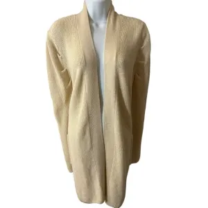 City Chic Cream Open Front Pocketed Long Cardigan Size Small