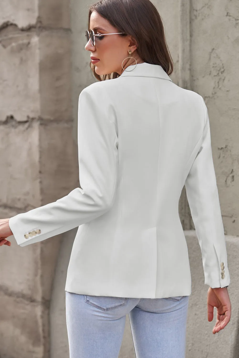 Classic One-Button Flap Pocket Blazer