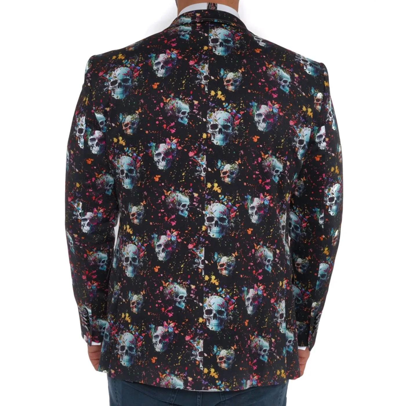 Claudio Lugli CL-2324 Skull Print Blazer Black