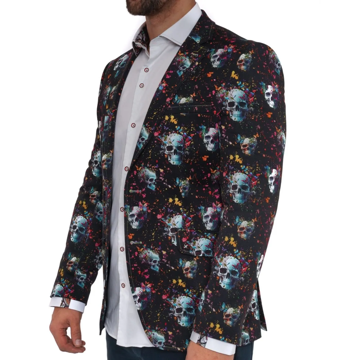 Claudio Lugli CL-2324 Skull Print Blazer Black