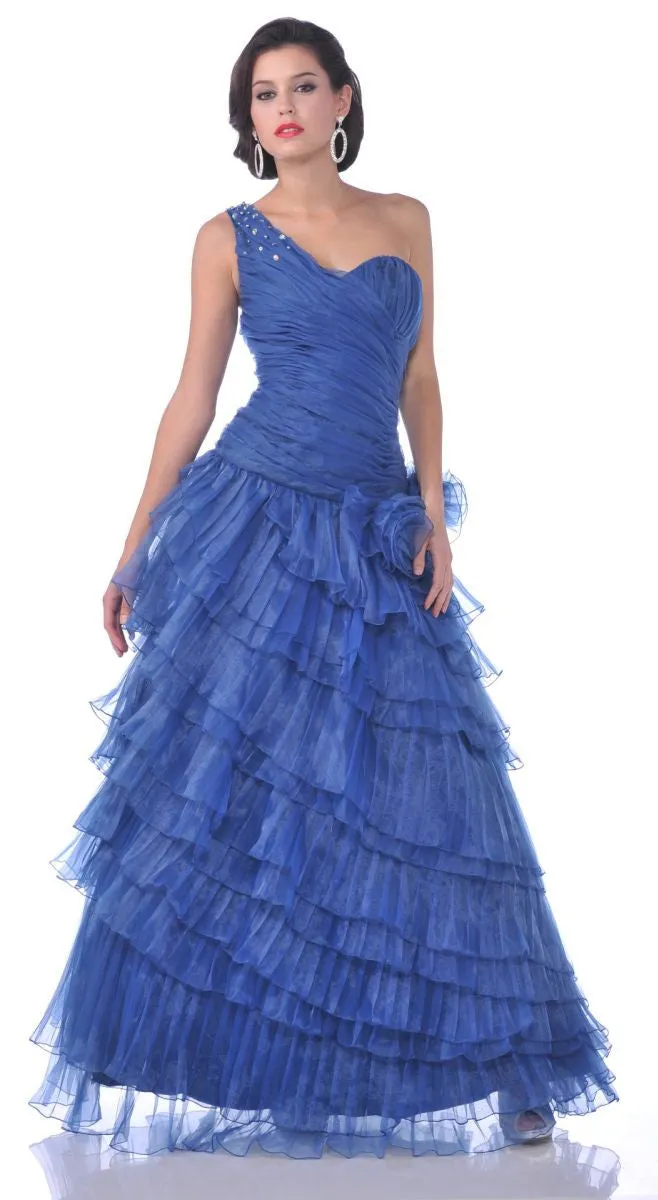 CLEARANCE - Cinderella Divine 1997 One Shoulder Strap Layered Dress (Size 12)