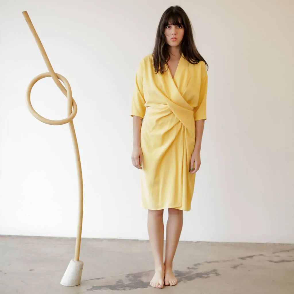 Collar Cowl Dress- Washed Marigold
