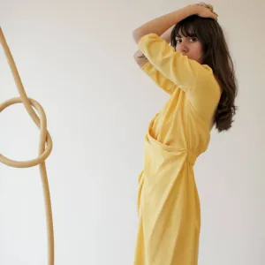 Collar Cowl Dress- Washed Marigold