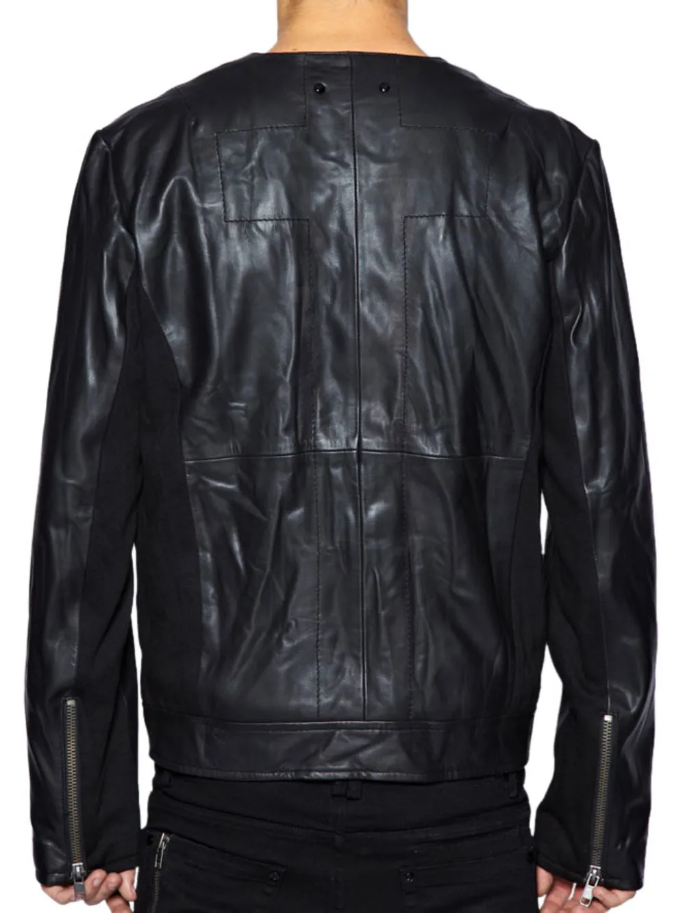 Collarless Chic Leather Jacket