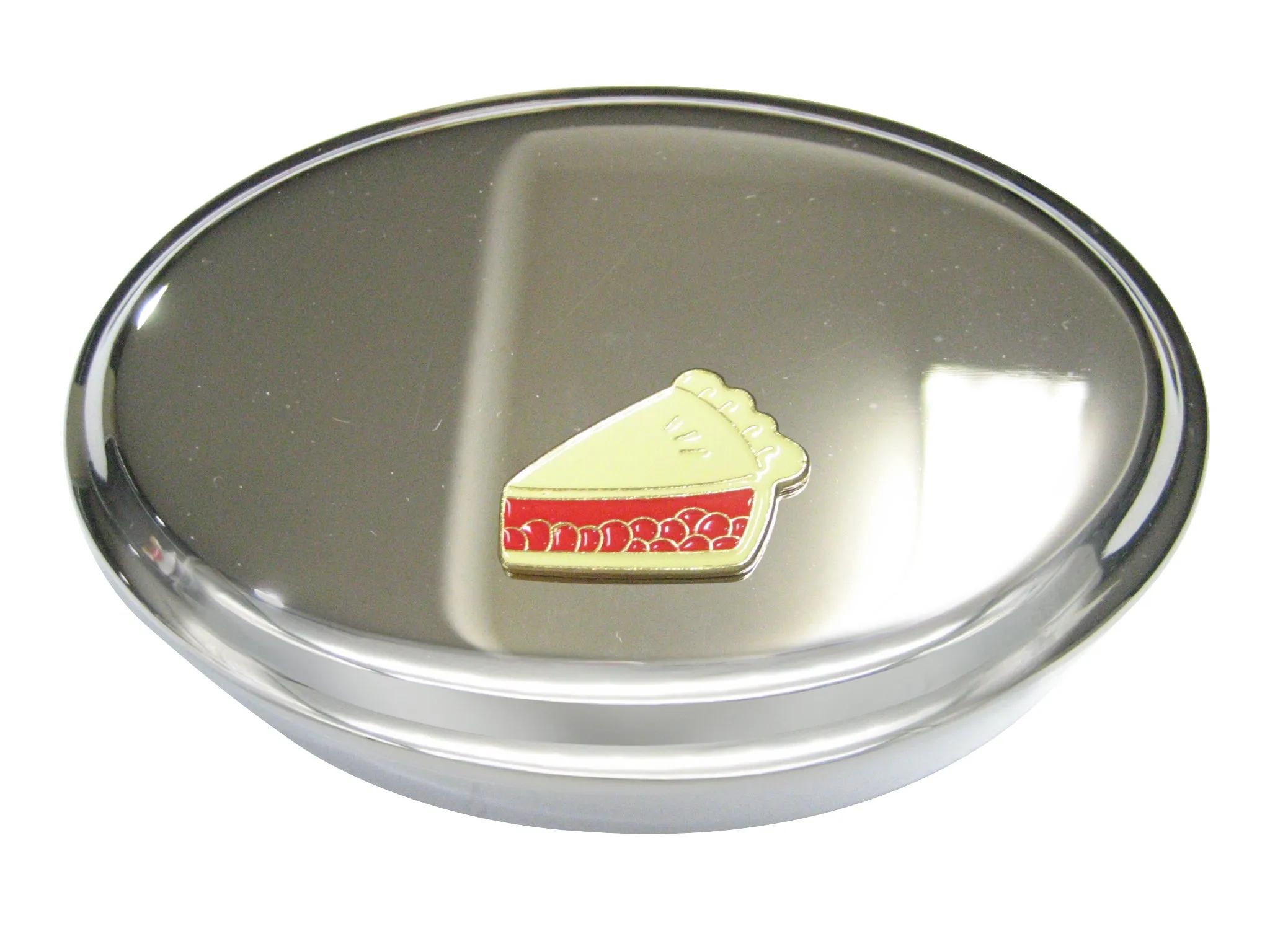 Colorful Pastry Chef Bakery Sliced Fruit Pie Oval Trinket Jewelry Box